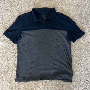Vince Mens Color Block blue and gray 100% Pima Cotton Polo Shirt Size Small